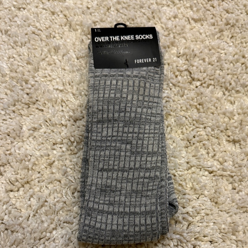 New forever 21 over the knee socks gray one size women’s 79% cotton